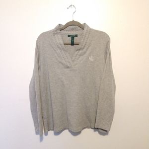 Women's Lauren by RL Grey Long sleeve V neck